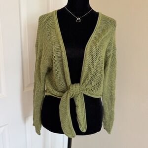 future collective Green Metallic Crochet Wrap Cardigan (XXL) Fairy Festival Glam